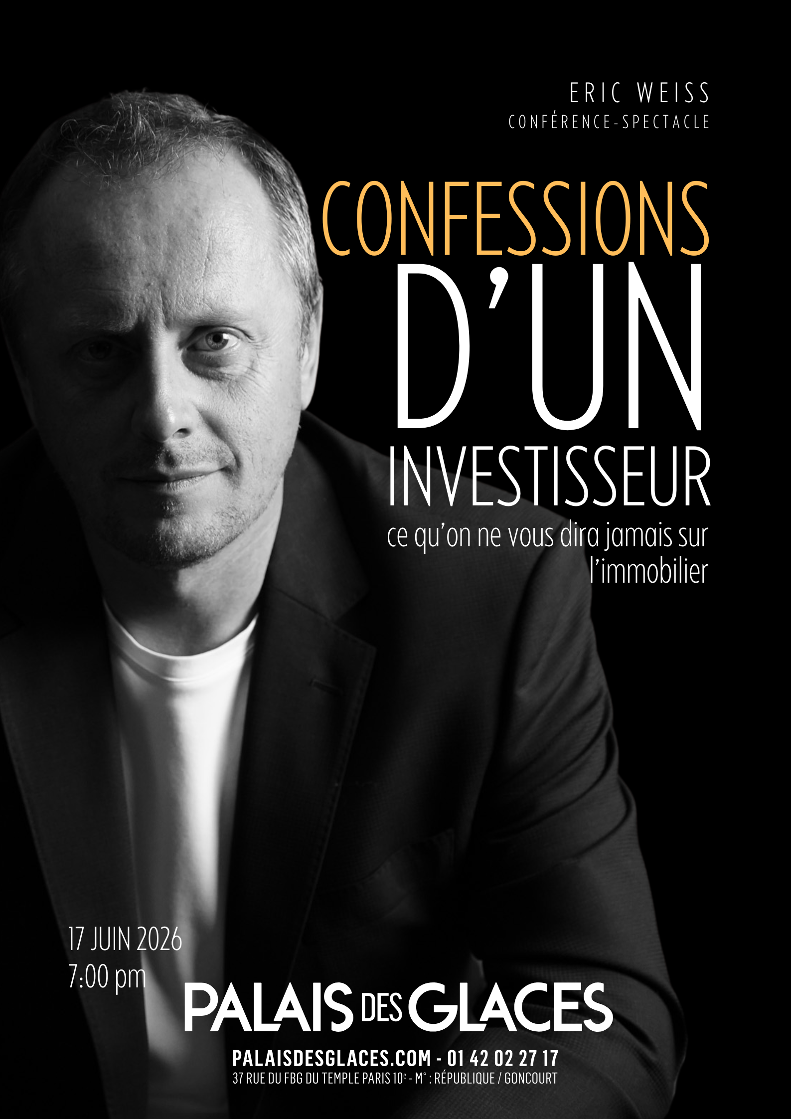 Affiche conférence Eric Weiss - Palais des Glaces Paris